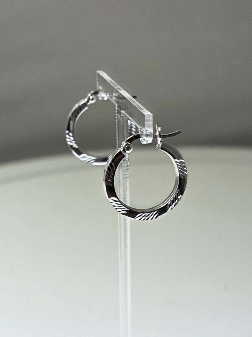 Sterling Silver 925 Diamond Cut 20mm Hoop Earrings
